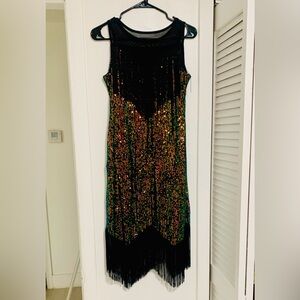 Elegant Black and Gold Sequin Dress